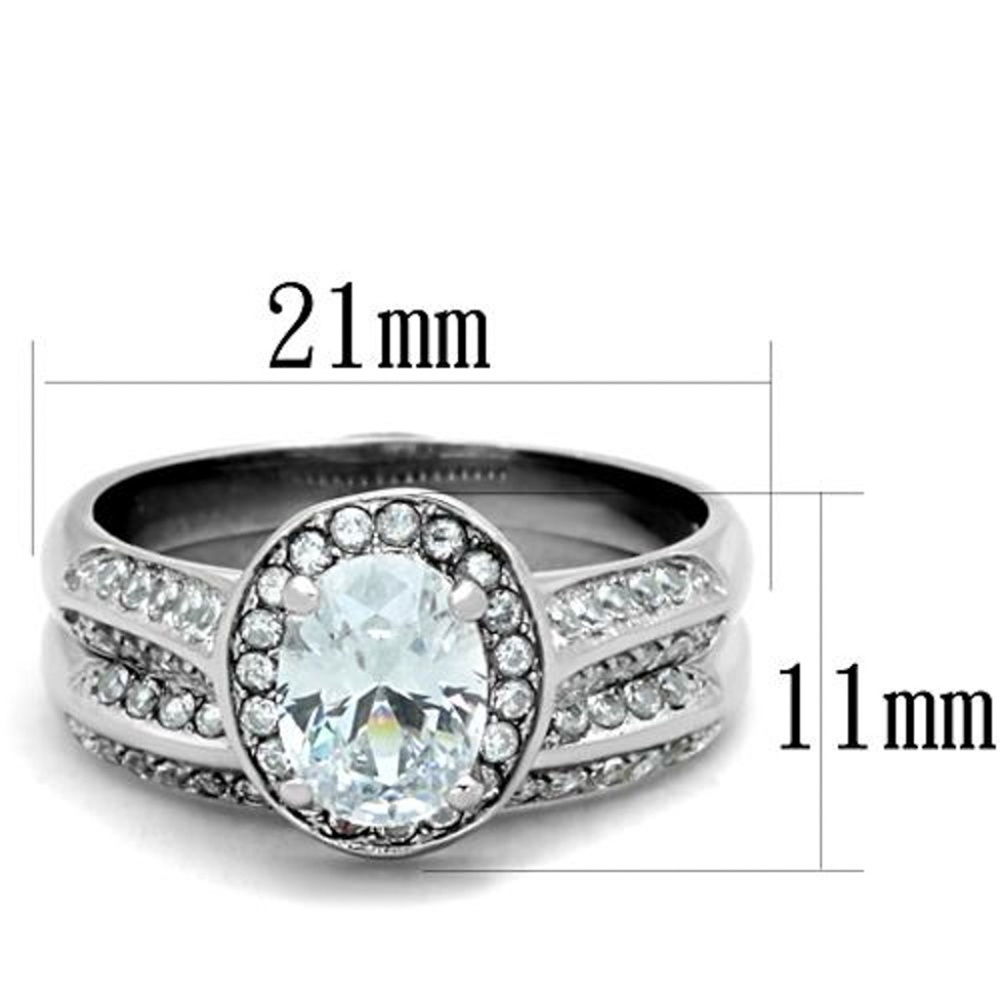 2.65 Ct Zirconia  Stainless Steel Wedding Ring Set - Picture 2 of 5